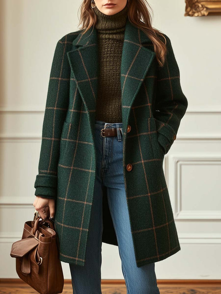 Ava | Wool Check Long Coat