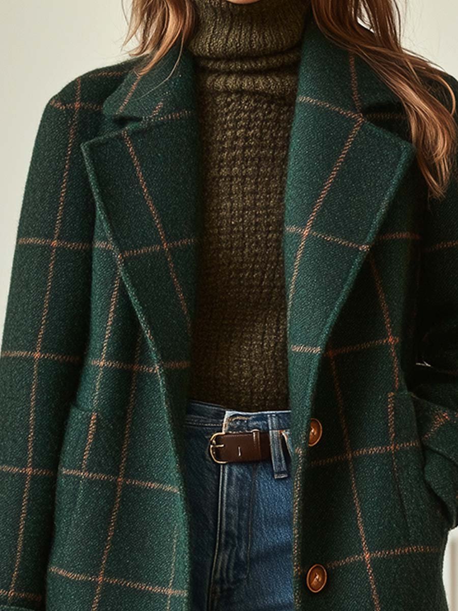 Ava | Wool Check Long Coat