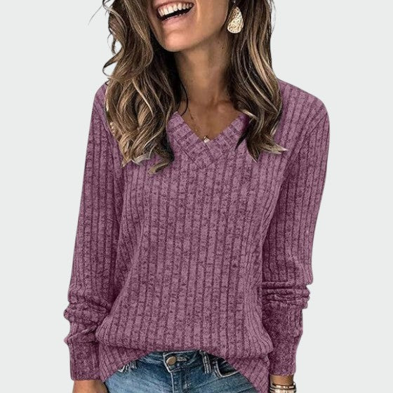 Deri | Comfy V-Neck Long Sleeve Top