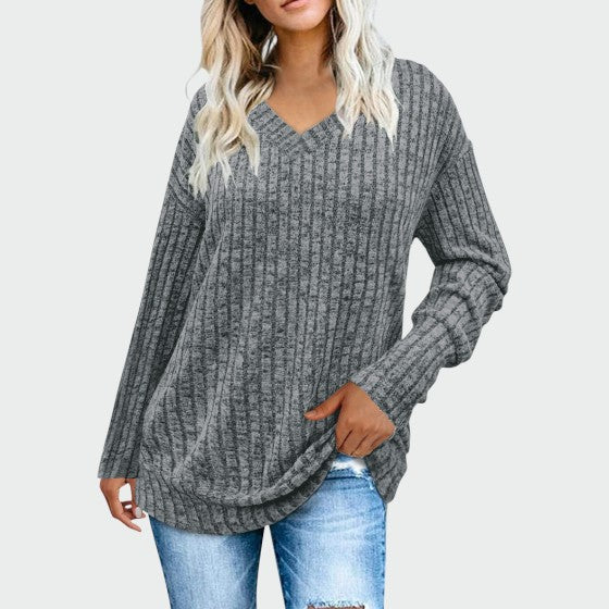 Deri | Comfy V-Neck Long Sleeve Top