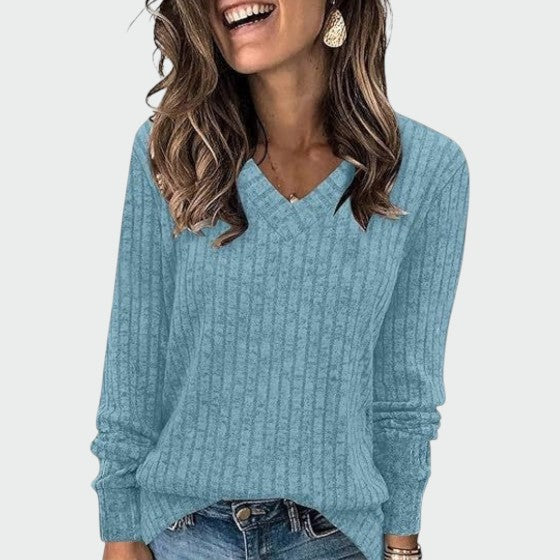 Deri | Comfy V-Neck Long Sleeve Top