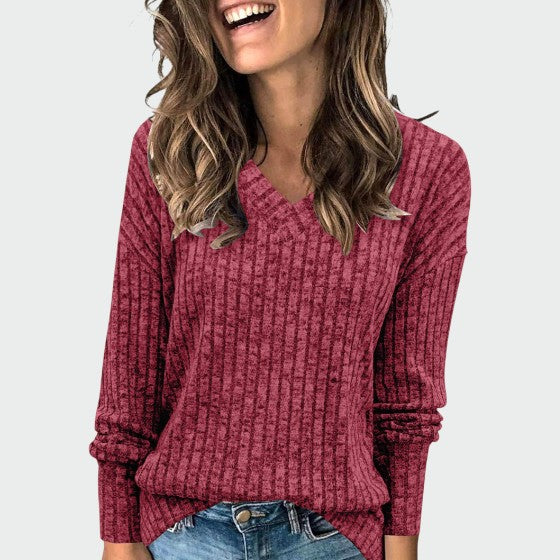 Deri | Comfy V-Neck Long Sleeve Top