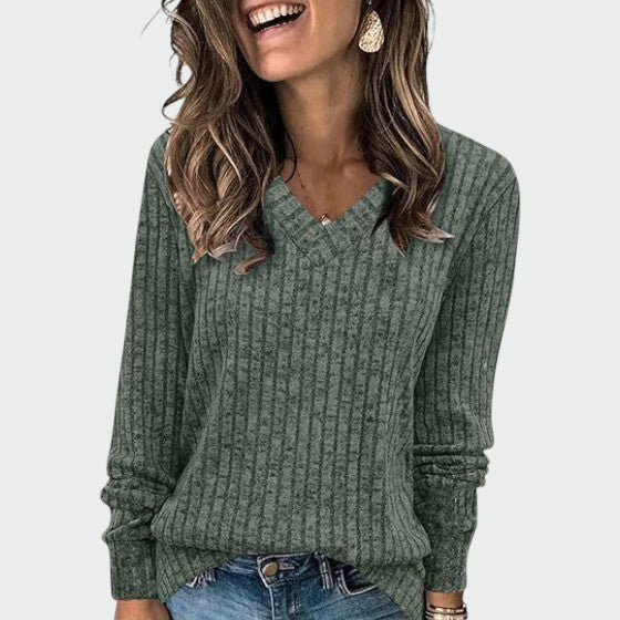 Deri | Comfy V-Neck Long Sleeve Top